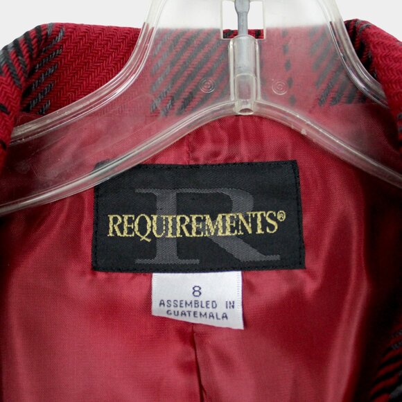 Vintage 80s Red Plaid Wool Blazer Jacket Size 8 - Picture 9 of 9